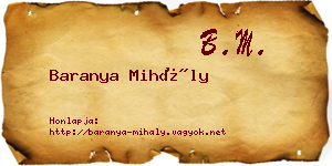 Baranya Mihály névjegykártya