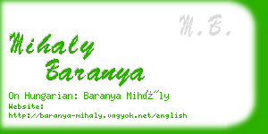 mihaly baranya business card